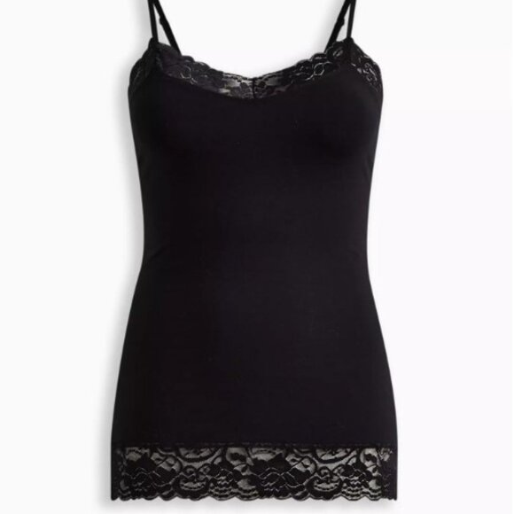 NWT Torrid Foxy Lace Trim V-Neck Cami - Black - Size - Picture 3 of 9